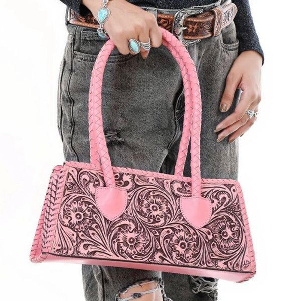 American Darling Pink Clutch Shoulder Bag Genuine Western Hand Tooled Leather