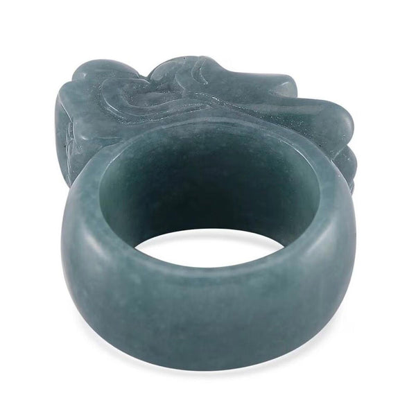 Natural Olmec Jadeite 60.00 ctw Carved Dragon Band Ring Size 9 New