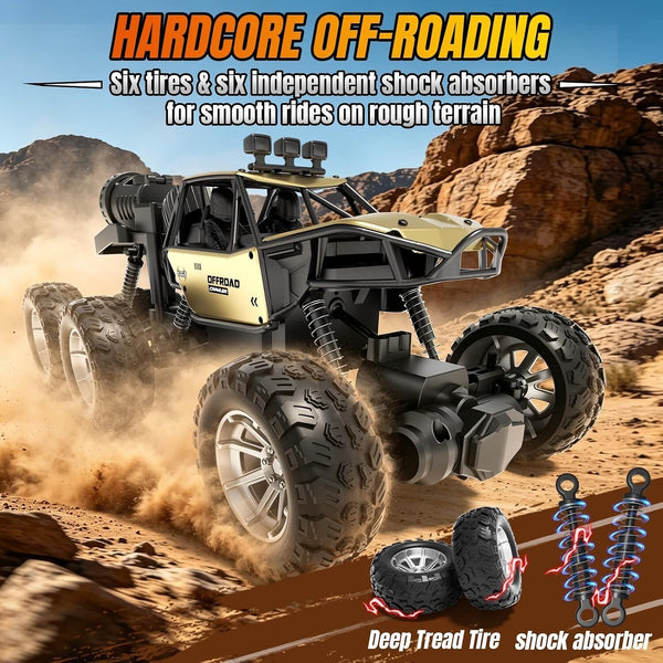 1:18 Scale 6-Wheel 2WD RC Monster Truck Rock Crawler with Spray