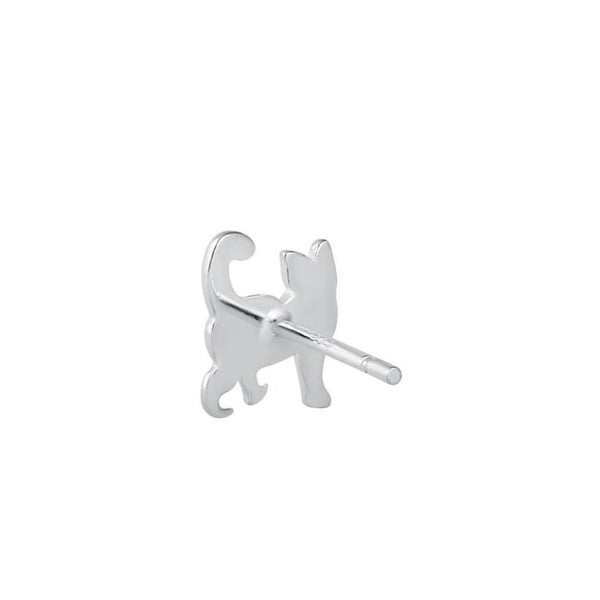 Sterling Silver Cat Stud Earrings New