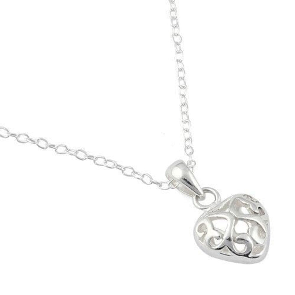 Sterling Silver Curly Heart Necklace New