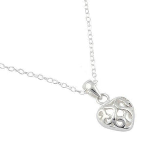 Sterling Silver Curly Heart Necklace New
