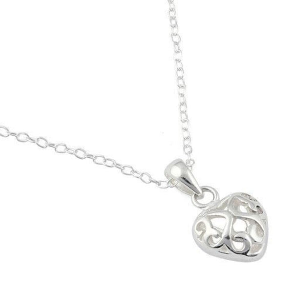 Sterling Silver Curly Heart Necklace New
