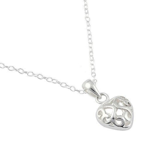 Sterling Silver Curly Heart Necklace New