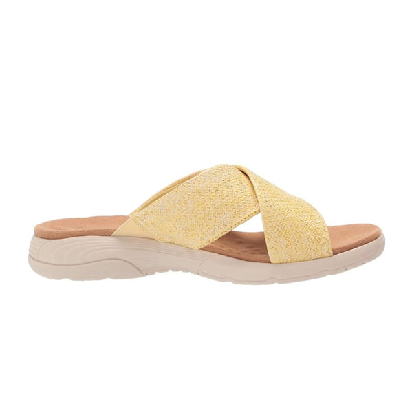 NEW Easy Spirit Womens Taite 2 Yellow Woven Slip On Comfort Slide Sandals Size 9