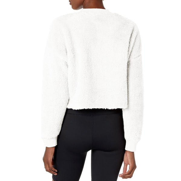 Calvin Klein Performance Women's White Cloud Cropped Sherpa Pullover Size Large