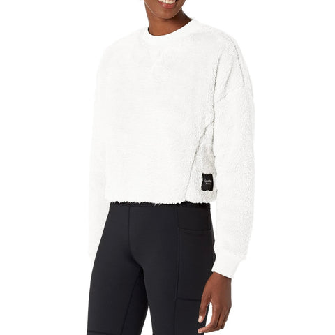 Calvin Klein Performance Women's White Cloud Cropped Sherpa Pullover Size Large