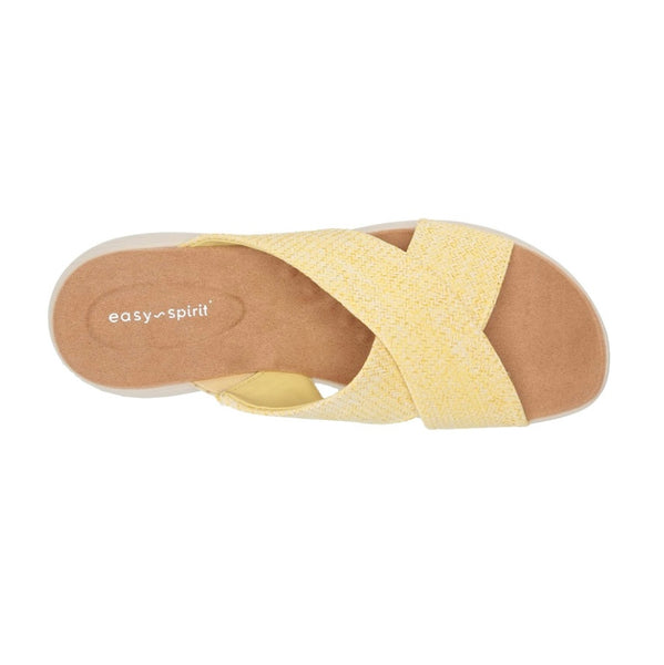 NEW Easy Spirit Womens Taite 2 Yellow Woven Slip On Comfort Slide Sandals Size 9