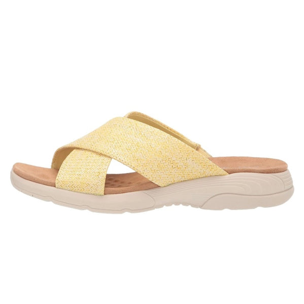 NEW Easy Spirit Womens Taite 2 Yellow Woven Slip On Comfort Slide Sandals Size 9