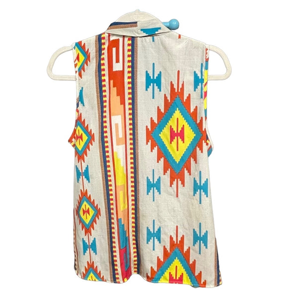 Moa Moa Womens Southwestern Aztec Faux Wrap Blouse Shirt Size Large
