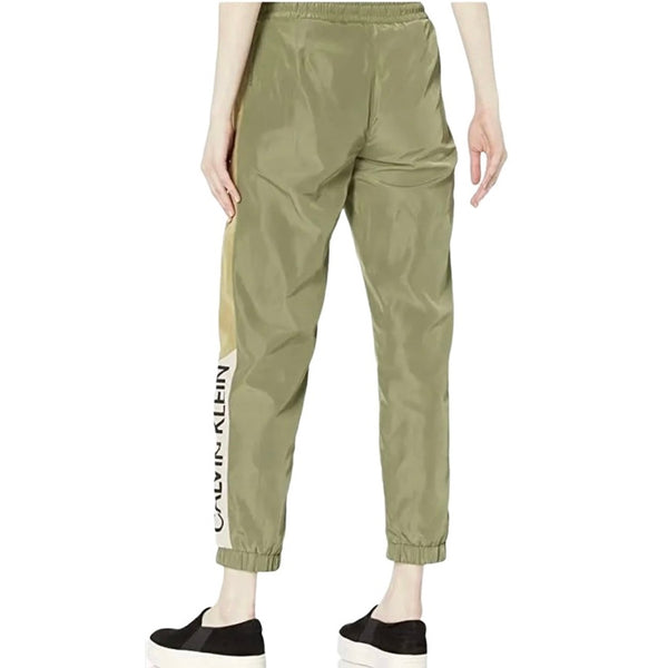 Calvin Klein Performance Women's Calvin Logo Smocked Waistband Green Jogger XL