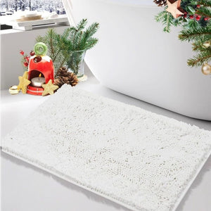 New White Chenille Bath Mat 32"x20" Quick Dry