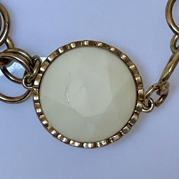 J. Crew Cream Medallion Wide Link Gold Toned Necklace Womens