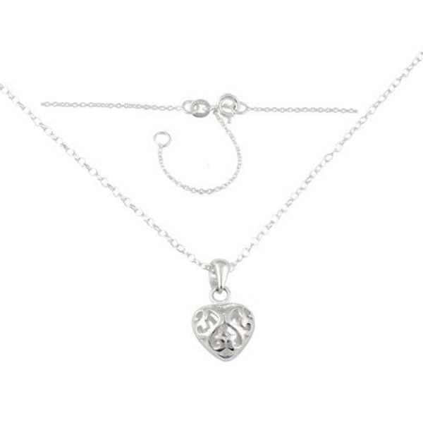 Sterling Silver Curly Heart Necklace New
