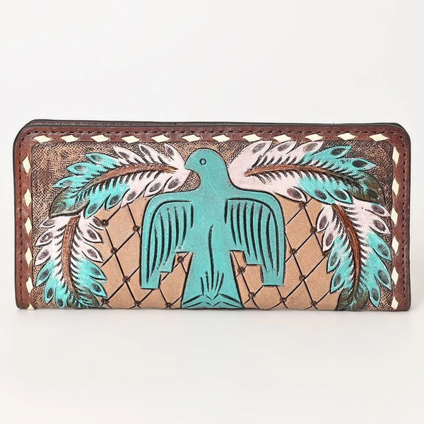 Genuine Leather Western Thunderbird Wallet Hand Tooled New
