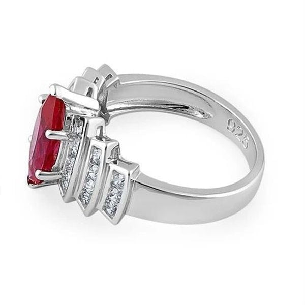 Marquise Cut Ruby CZ Sterling Silver Ring Womens Size 11 New