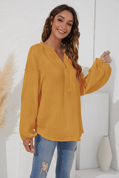 Puff Sleeve Button Up Top