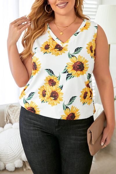 Striped Colorblock V Neck Plus Size Tank
