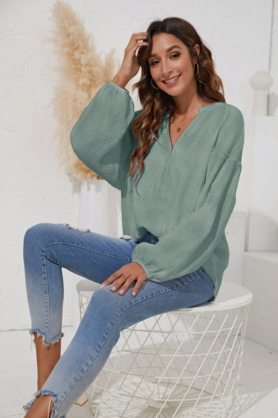 Puff Sleeve Button Up Top