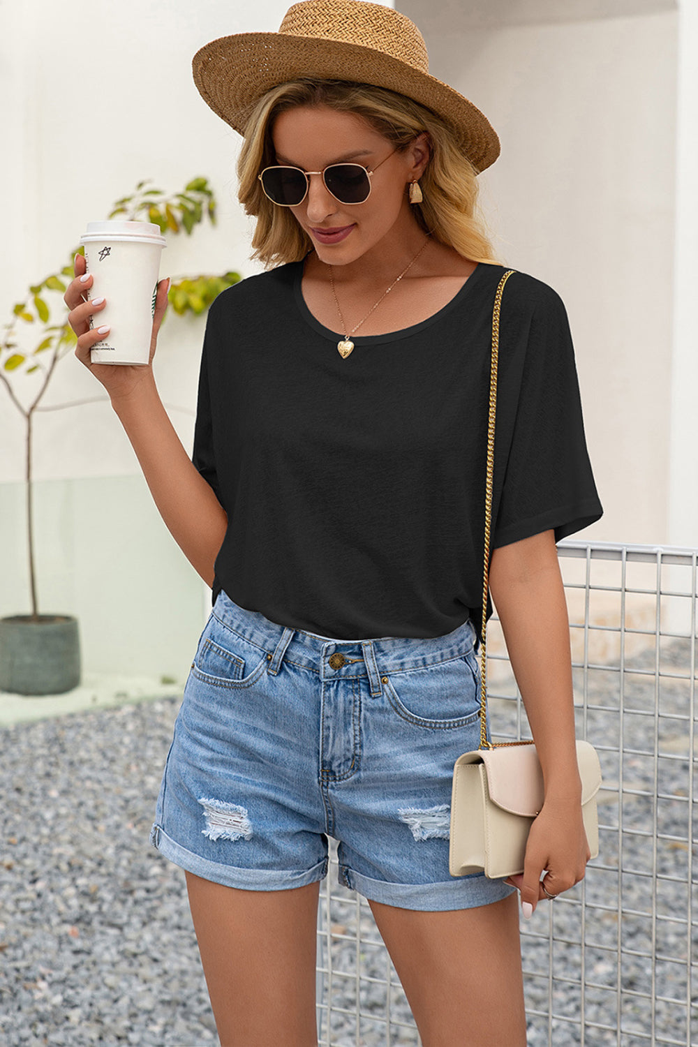 Sheer Mesh Lace Panel Back Top