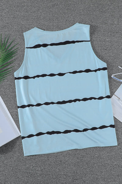 Striped Colorblock V Neck Plus Size Tank