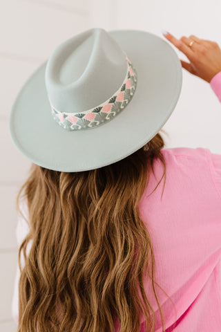 Fame Biggest Fan Geometric Strap Wide Brim Fedora