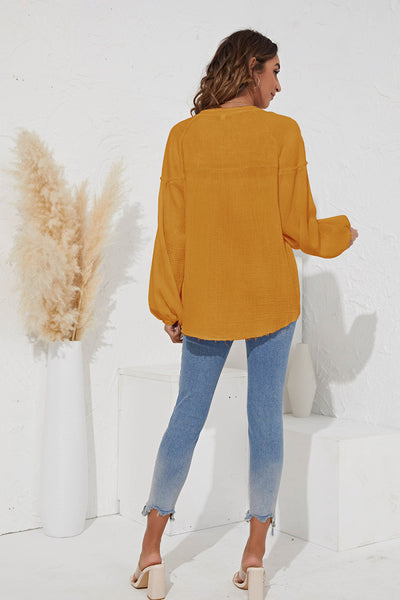 Puff Sleeve Button Up Top