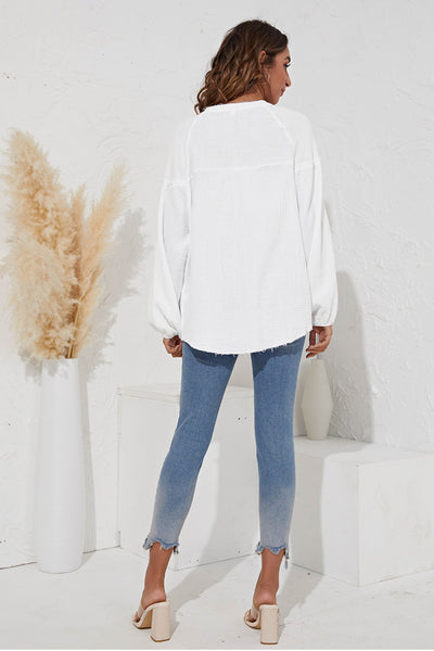 Puff Sleeve Button Up Top