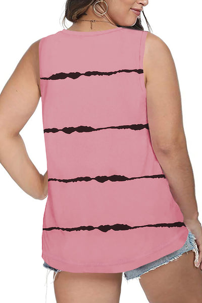 Striped Colorblock V Neck Plus Size Tank