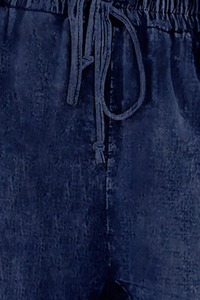 Elastic Waist Drawstring Denim Shorts