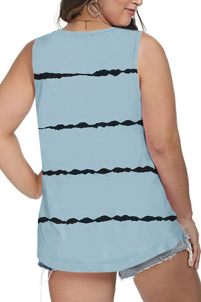Striped Colorblock V Neck Plus Size Tank