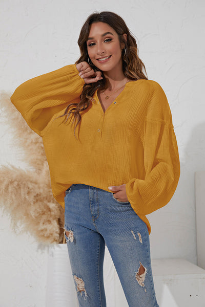 Puff Sleeve Button Up Top