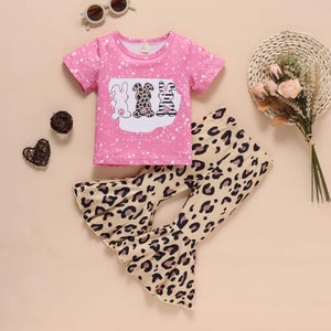 Girls Pink Bunny Leopard Set