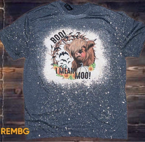 Brand New Western Cow Boo I Mean Moo Halloween T shirt