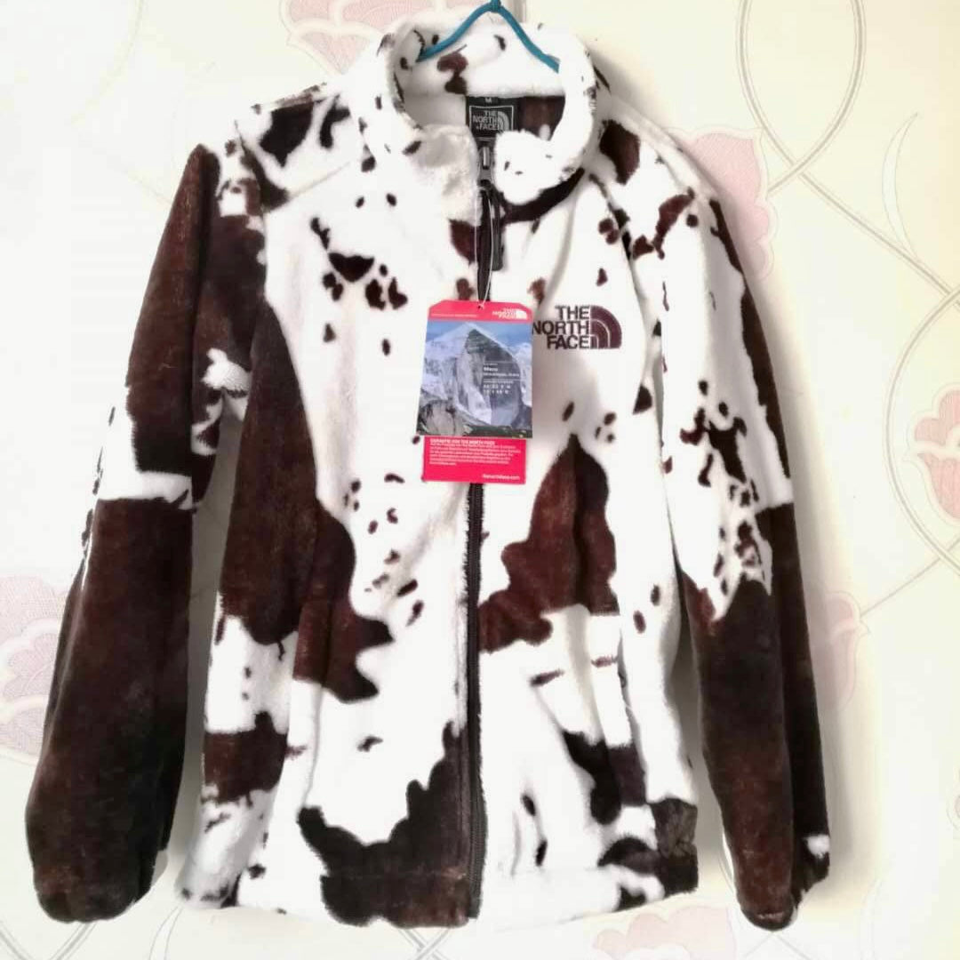 Brown Cow Print Fleece Zipper Hoodie