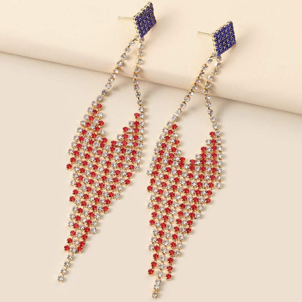 American Patriotic Rhinestone Dangle