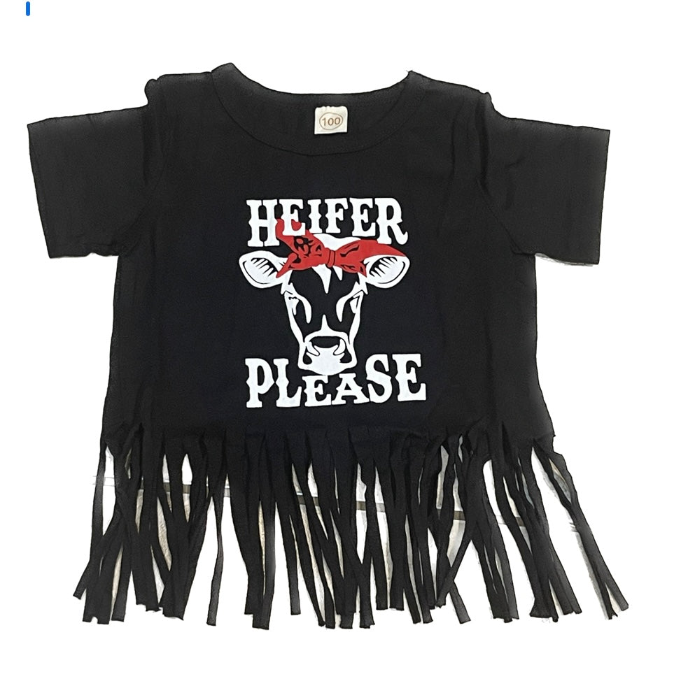Heifer Please Funny Two Piece Infant Cow Print Shirt Diaper Cover Set