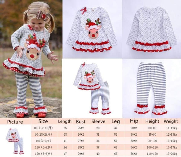 Girls Reindeer Ruffle Set