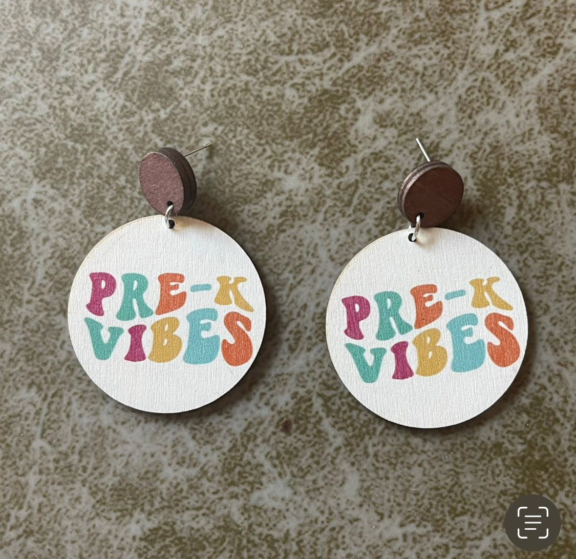 School Wood Earrings