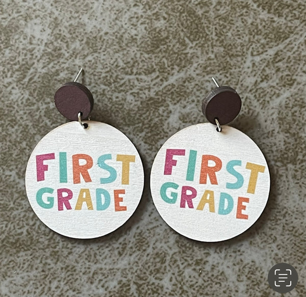 School Wood Earrings