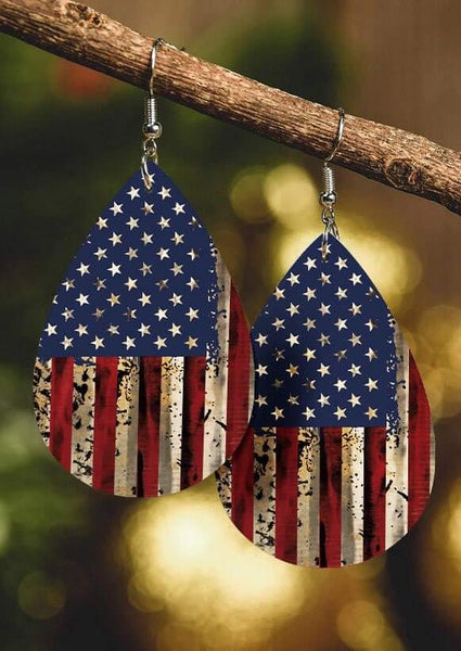 Tear Drop Faux Leather Dangle Earrings