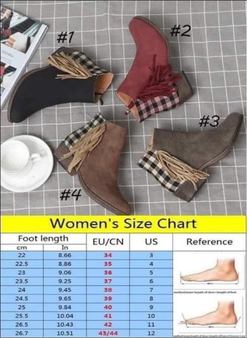 Brand New Womens Suede Gingham Tassel Zipper Bootie