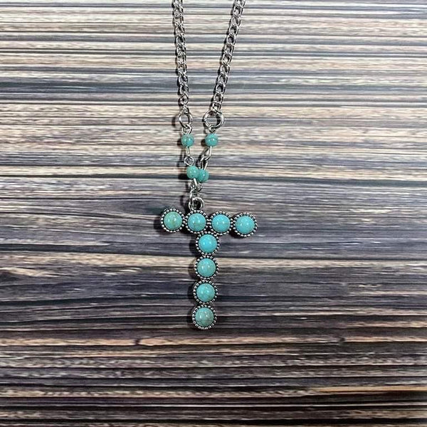 Western Boho Turquoise Initial Letter Pendant Chain Necklace