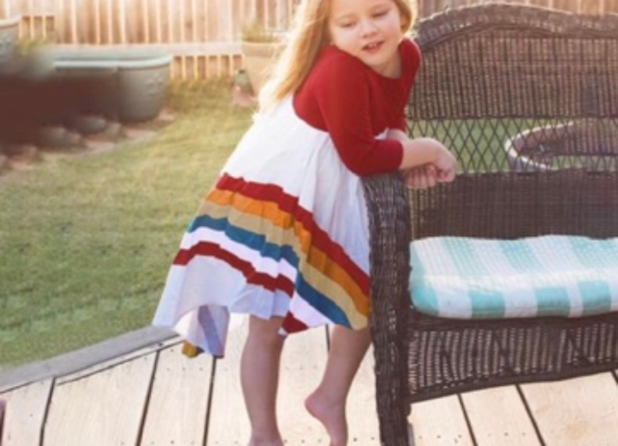 Girls Red Rainbow Dress
