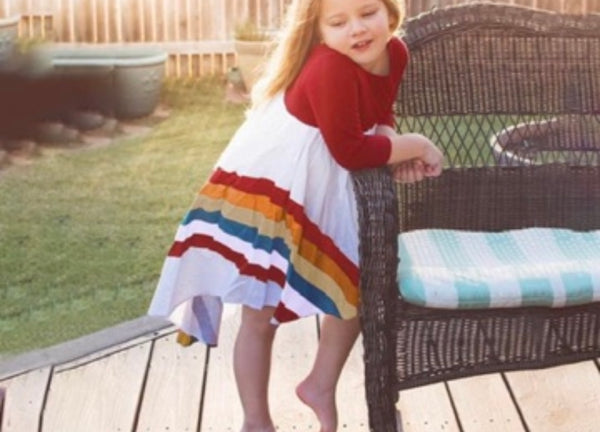 Girls Red Rainbow Dress