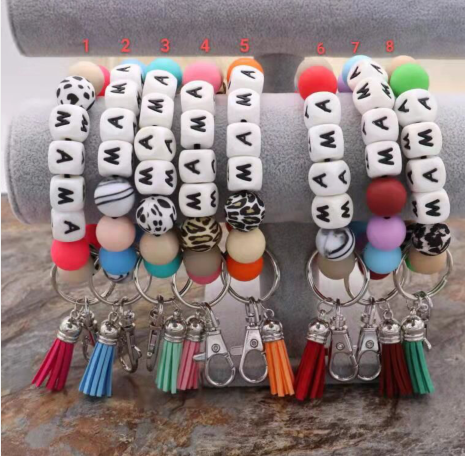 Mama Silicone Bead Keychain Bracelet